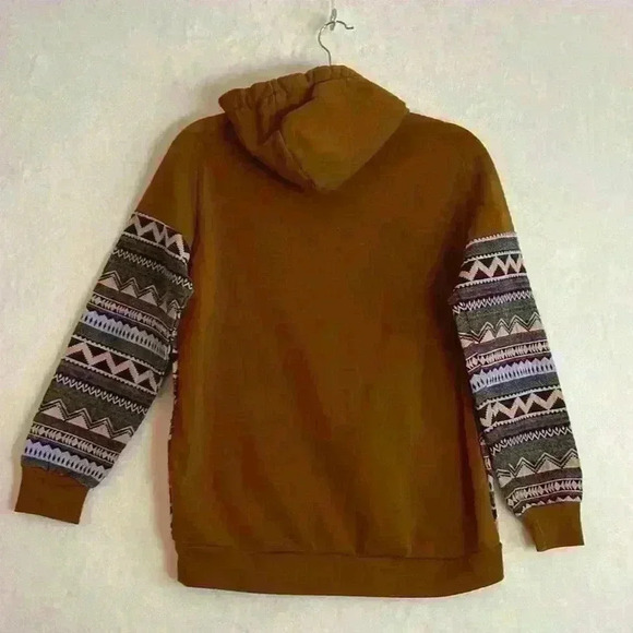 ZYFGfree Brown/Multi color Aztec print hoodie - Picture 5 of 7